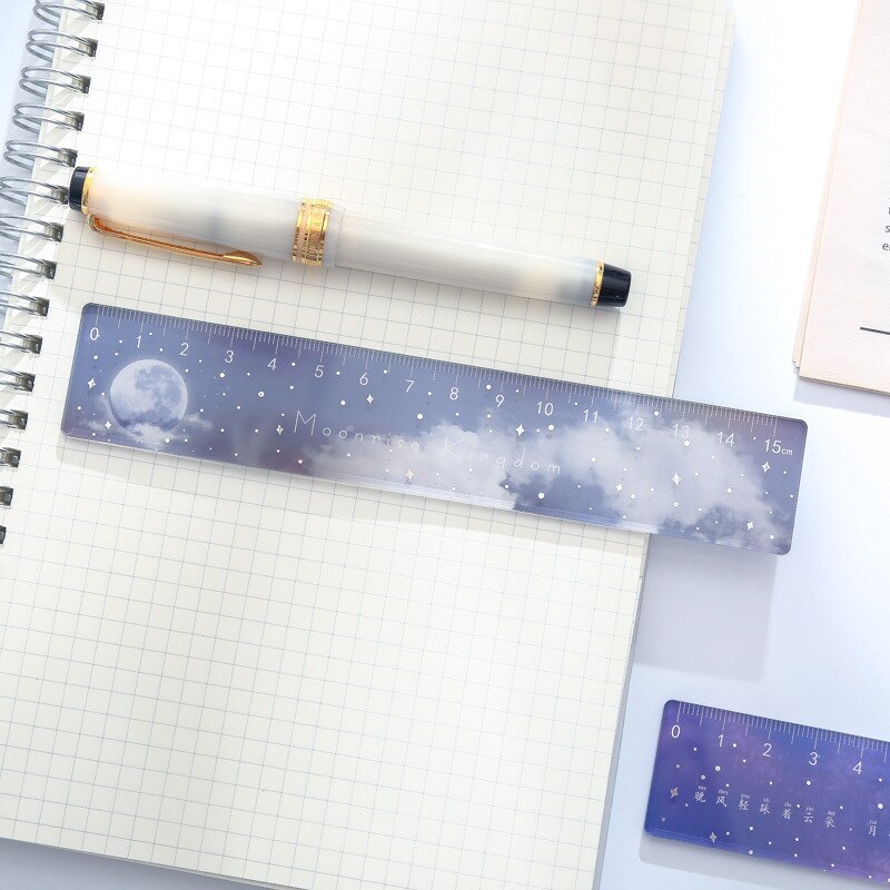 Regla recta acrílica de galaxia de vía lechosa, herramientas de manualidades de dibujo para álbum de recortes, suministros de oficina, coreano, 15cm, INS Style
