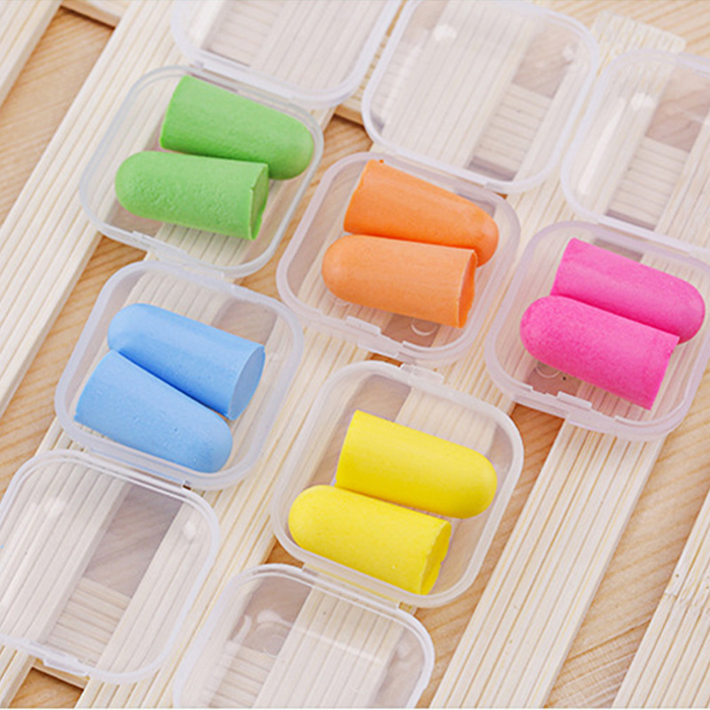 Tapones de esponja para los oídos, protectores para los oídos, antiruido, para estudio, tapón para los oídos, embalaje de caja de plástico de espuma, 5 pares