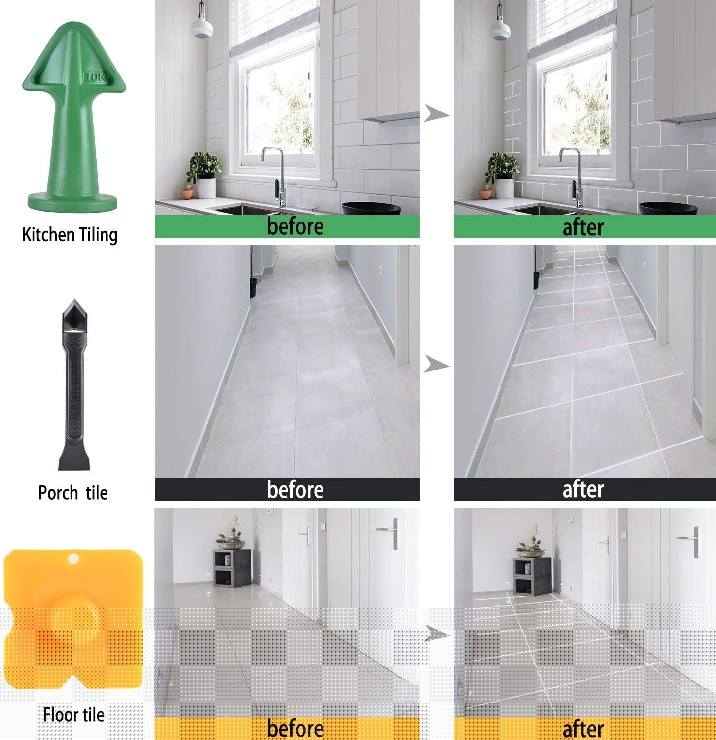 5 in 1 fogverktyg kit fogtätningsverktyg fogborttagningsmedel silikon fogmassa och plastskrapa för kakel- eller tegelfogar