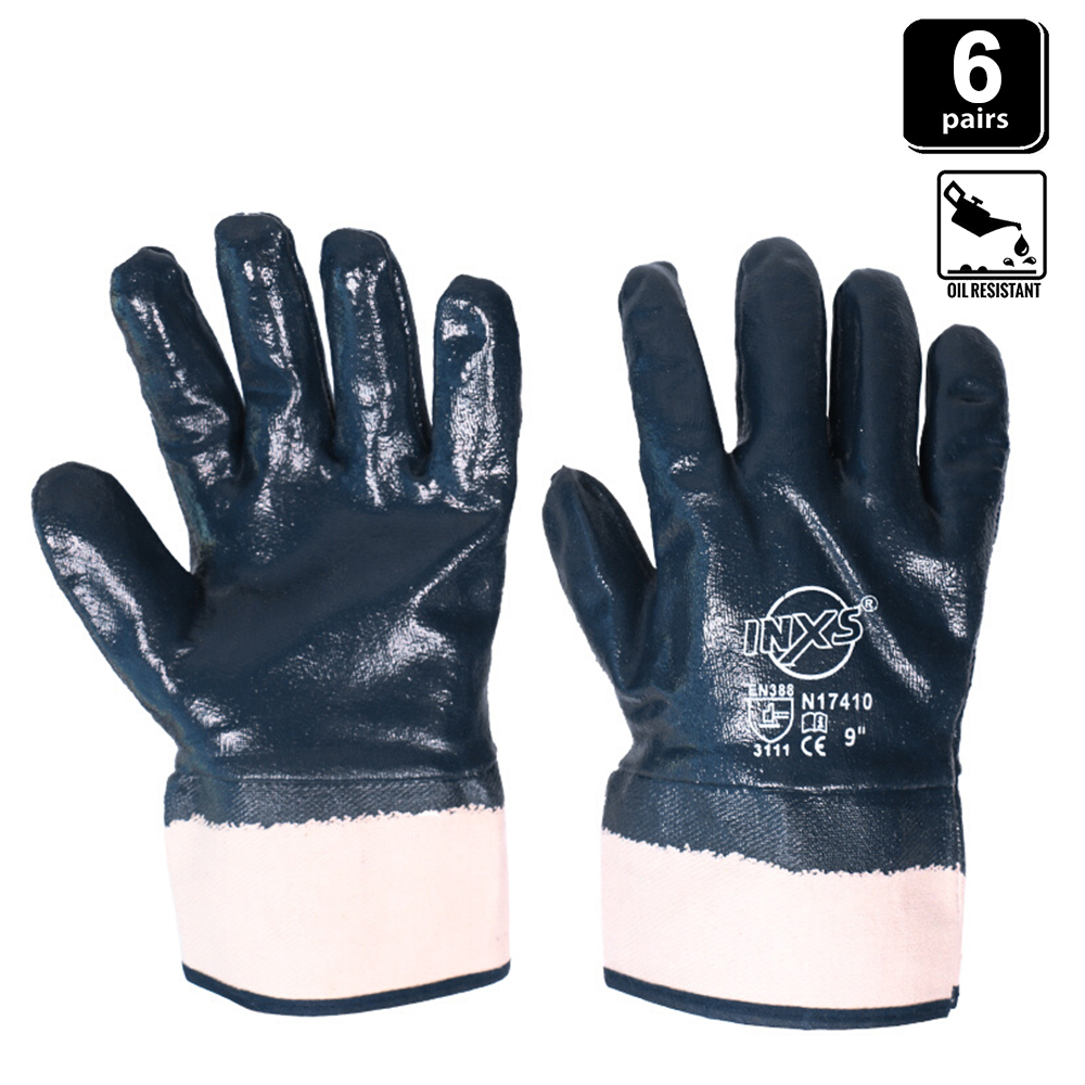 6 Pairs Work Gloves Anti Abrasion Cut Resistant Safety Protective Nitrile Gloves Electric Welding Soldering Metal Work Gloves: N17410 / L
