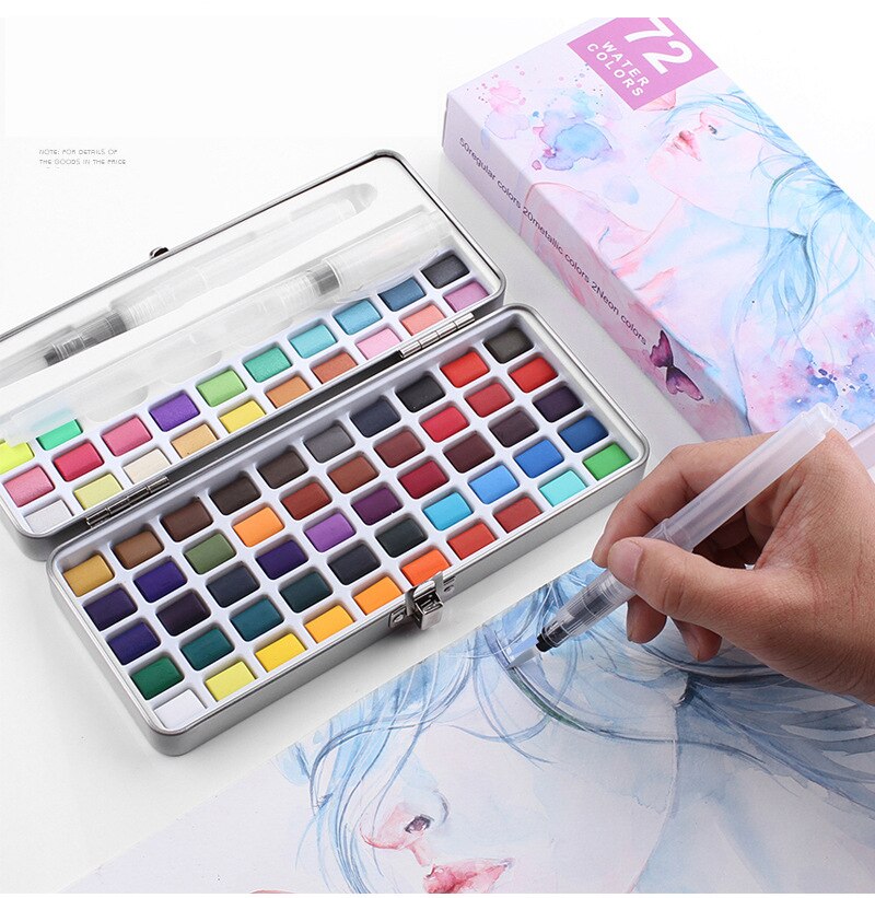 Juego de acuarelas profesionales de 50/72/90 colores, pintura para colorear con agua, práctica para dibujar, suministros de arte