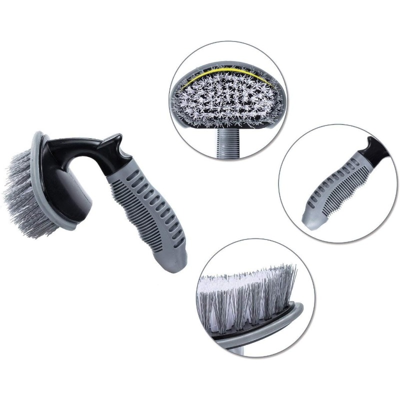 Car Wash Cleaning Brush T-bend Handle Car Wheel Brush Car Beauty Wheel Hub Gap Cleaning Tool Brush for Your Car Accessories: black