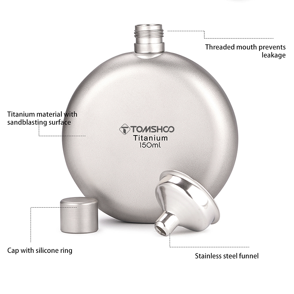Tomshoo-matraz de titanio a prueba de fugas, frasco de Alcohol, Whisky, vino, para acampar al aire libre, mochilero, Picnic, suministros de Camping, 150ml