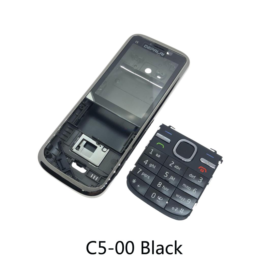 For Nokia c5-00 C5 E52 Housing Front Faceplate Frame Cover Case+Back cover/battery door cover+Keypad: C5-00 Black