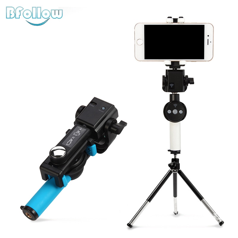 Bfollow auto 360 roterende gimbal panorama video selfie stick til iphone huawei xiaomi med spejl bluetooth fjernbetjening smartphone