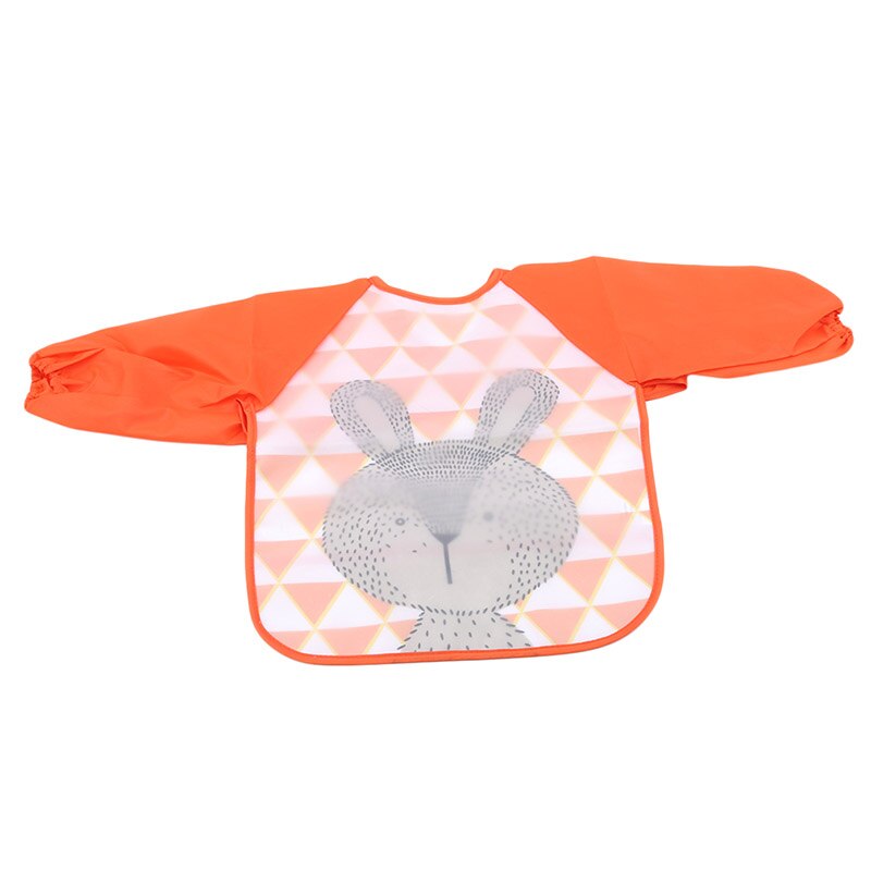 Venda quente de alta qualidade bonito animais babadores do bebê à prova dwaterproof água criança comer roupas das crianças mangas compridas alimentação bata babero babero: orange