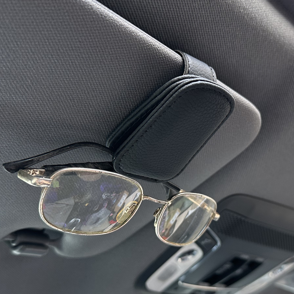Universal Auto Sonnenbrille Halter Auto Magnetische Leder Clip Karte Ticket Halter Auto Sonnenblende Gläser Box Dekoration Zubehör