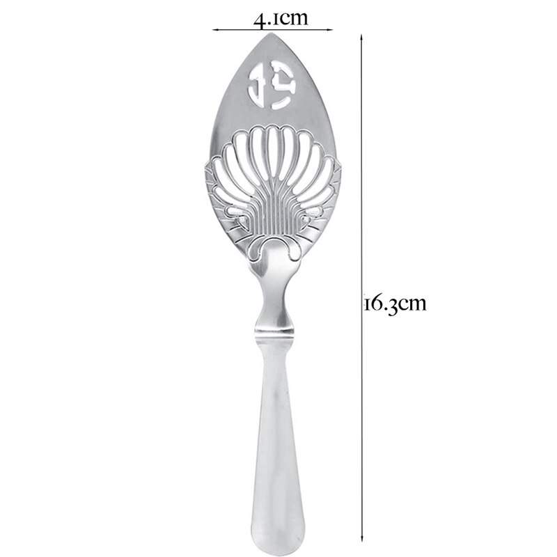 Rvs Absint Lepel Cocktail Bar Gebruiksvoorwerpen Bittere Scoop Filter Lepel: Silver