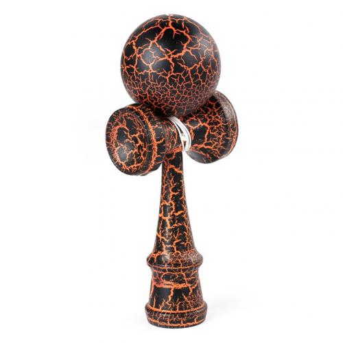 Houten Crack Verf Kendama Jongleren Bal Speelgoed Japanse Traditionele Fidget Outdoor Sport Stress Relief Speelgoed Volwassen Kinderen: Black Orange