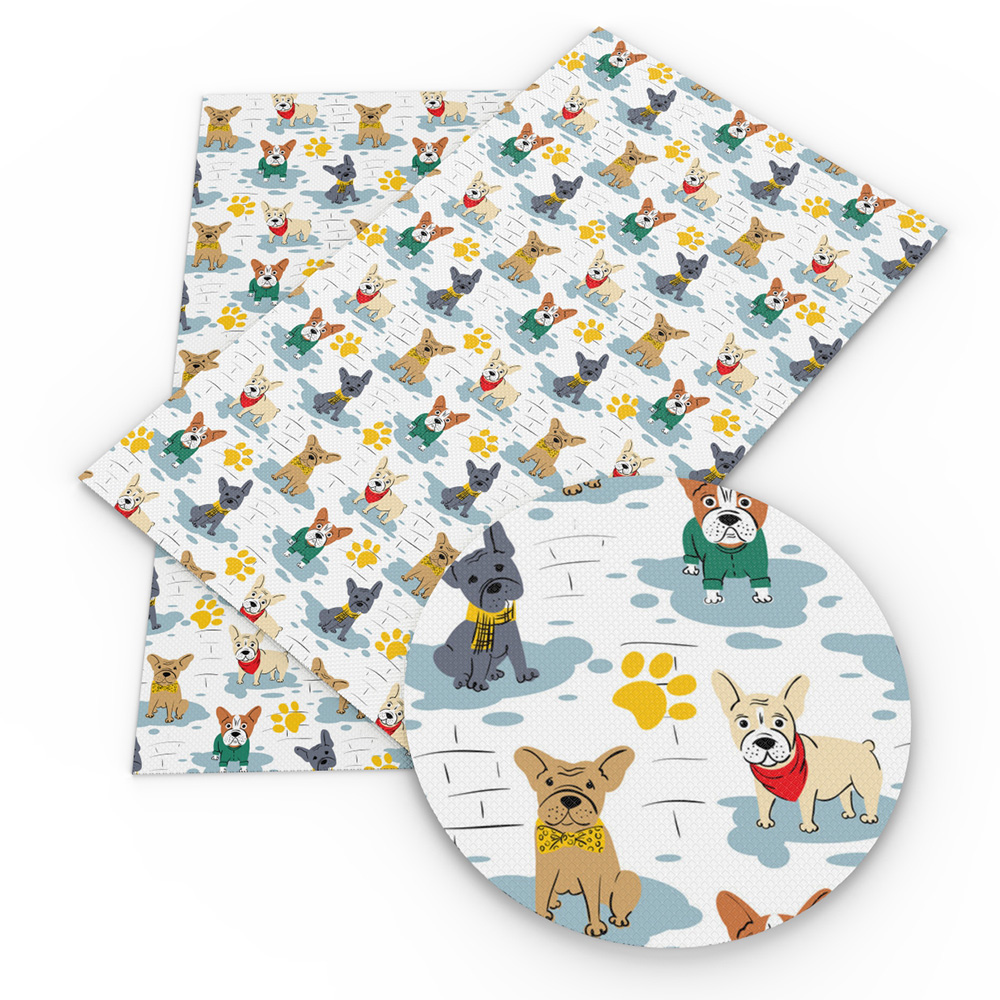 Animal Dog Foot Print Faux Synthetic Leather Fabric For Bow-knot Bags Wallet Earring Phone Case Scrapbook DIY,1Yc17641: 1102650001