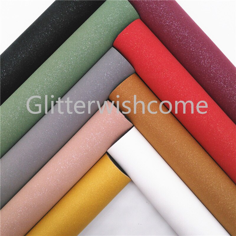 Glitterwishcome 21 x 29cm a4 størrelse vinyl til buer ruskind glitter syntetisk læder, kunstlæder ark til buer , gm684a