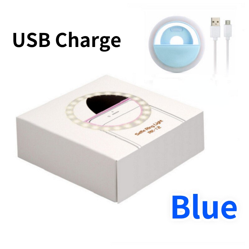 Ricarica USB LED Selfie Light Phone Fill Light Led Camera Clip-on Phone Selfie ring light video light miglioramento della lampada Selfie: Blu