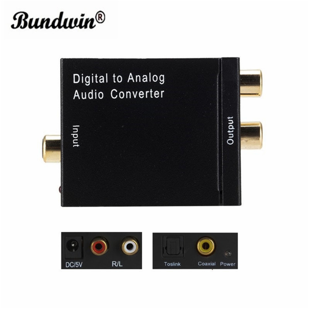 Bundwin Converter 3.5 Mm Jack 2 * Rca Digitaal Naar Analoog Audio Versterker Glasvezel Coaxiale Signaal Naar Dac Spdif stereo