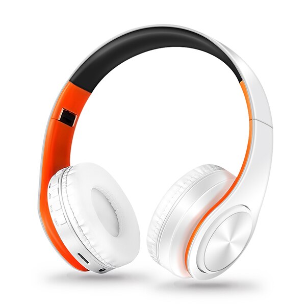 AYVVPII Lossless Player Bluetooth Headphones with Microphone Wireless Stereo Headset Music for Iphone Samsung Xiaomi mp3 Sports: white orange