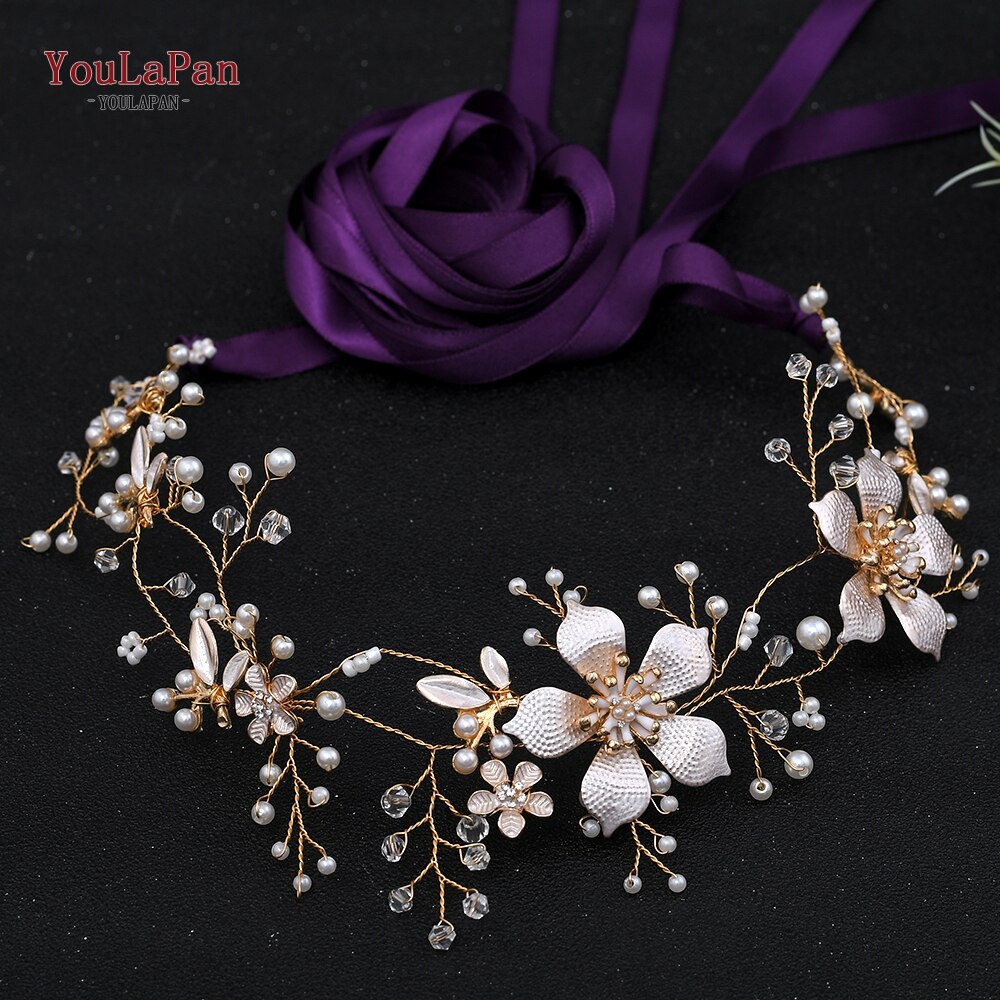 Youlapan SH357 Bruiloft Strass Trim Riem Gouden Bruids Riem Bloemen Bruids Sjerpriem Crystal Bruiloft Riemen Bruids Lint Sash: purple ribbon