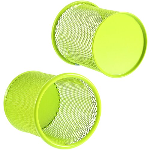 XRHYY organiseur en métal 1 pièce 5 couleurs maille ronde porte-stylo crayon support de verre porte-crayons pour bureau et école: Green