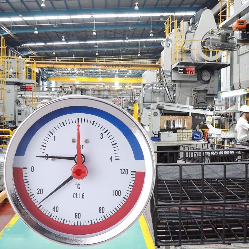 Reliable Dual Scale Mechanical Manometer Axial Temperature and Pressure Gauge for Y75 Temperature Display Instrument