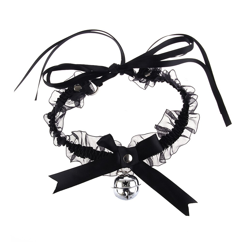 1Pc vrouwen Sexy Boog Knoop Kleine Bel Kraag Choker Ketting Hals Mode-sieraden Jurk Sieraden: black