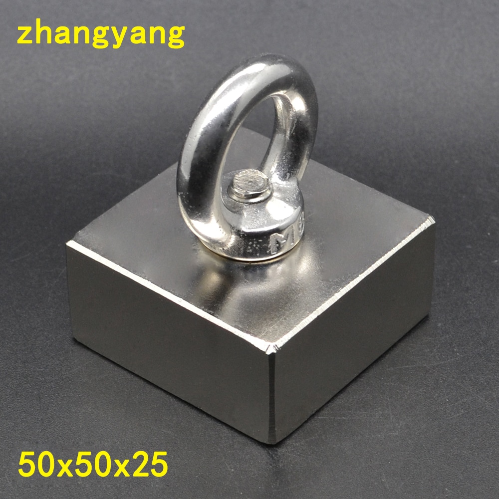 1 Pcs 50X50X25 Super Sterke Salvage Magneet Zeldzame Aarde Disc Magneet Met Ring Magneet Neodymium Magneten 50*50*25