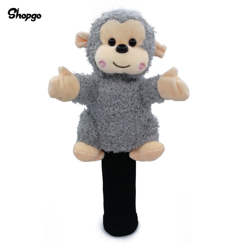 Cabeza de mono Golf cubierta de la cabeza del bosque de la calle 5 colores de la historieta Animal Golf accesorios mascota novedad lindo: curly monkey grey