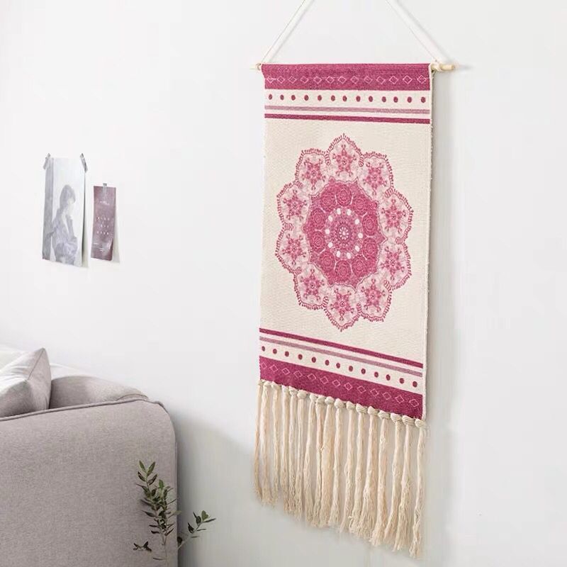Tapestry Decorative Hanging Cloth Tassel Hand-Woven Cotton Hanging Painting Bedroom Living Room Wall Cloth area rug: A5