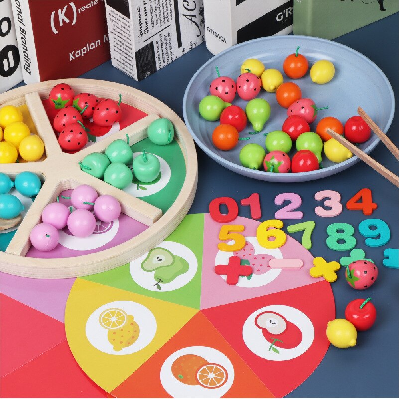 Houten Speelhuis Speelgoed Simulatie Fruit Sorteren Lade Game Vroege Onderwijs Kleur Cognitieve Math Verlichting Onderwijs Aid