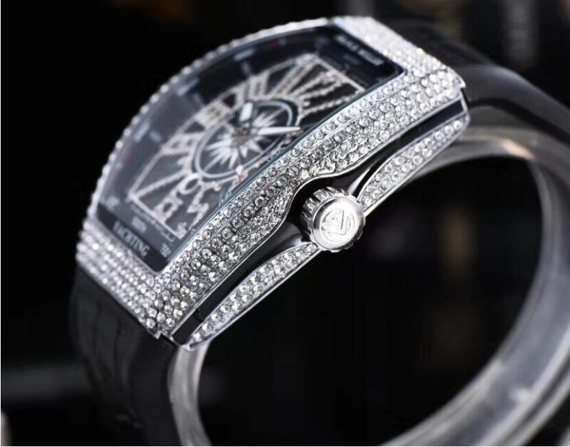Armbåndsur herre mænds ure top mærke luksus bling guld diamant ur vandtæt ur