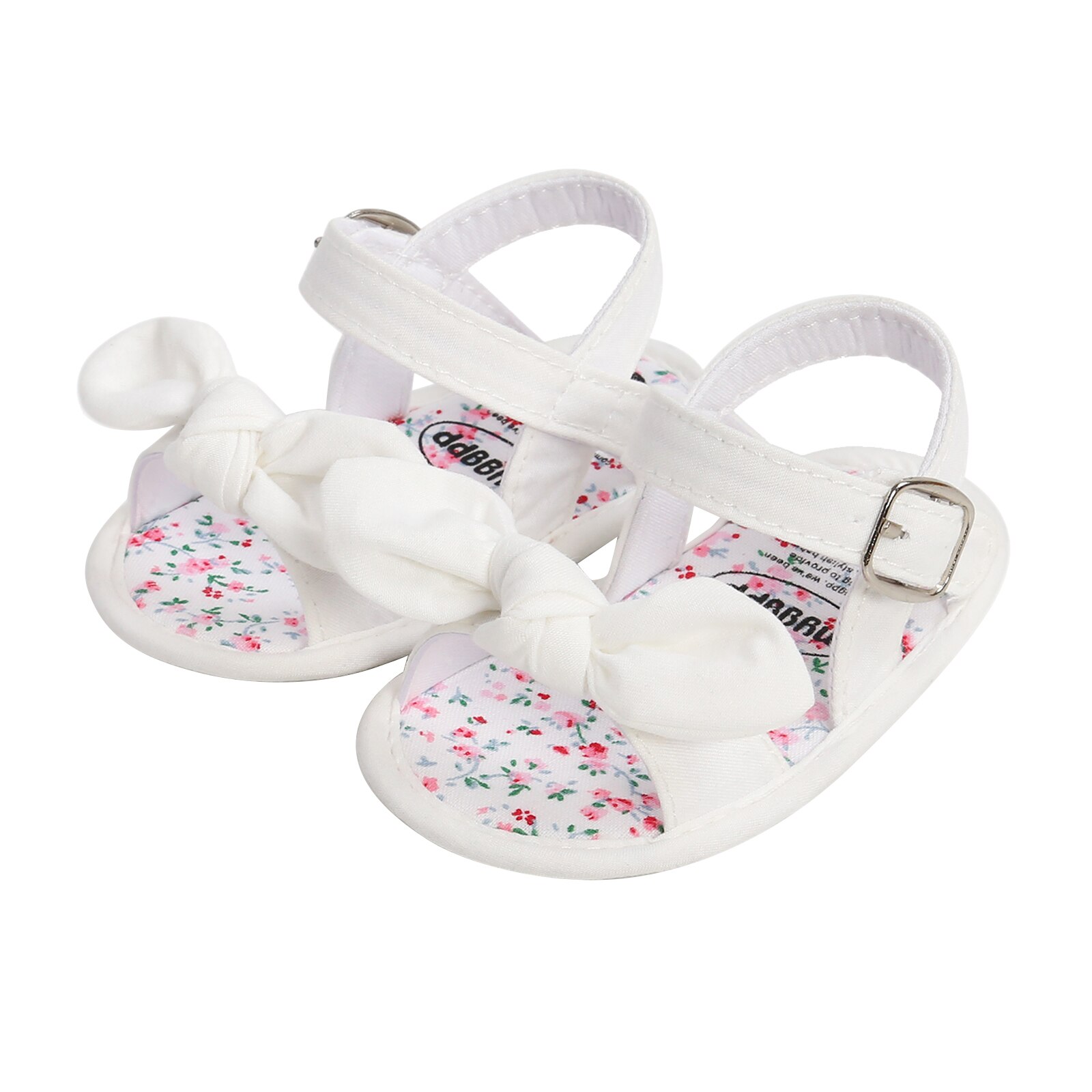 Sommer Infant Anti-slip Flache Schuhe Einfarbig Bownot Weiche Sohle Sandalen für Baby Mädchen: WHITE / 0-6 Monate