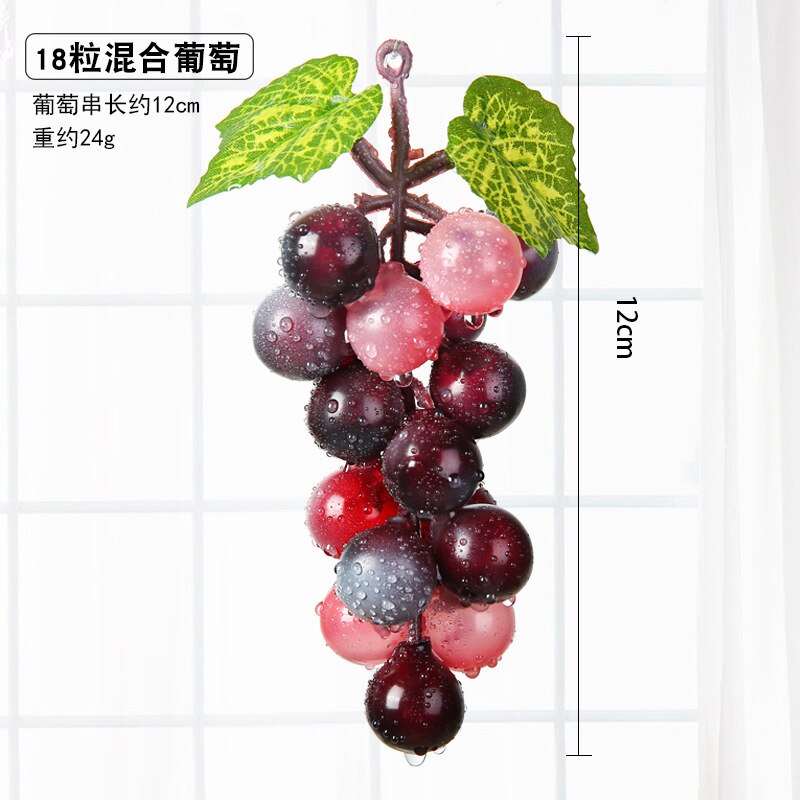 Real Touch Kunstmatige Fruit Druiven Plastic Nep Bladeren Kerst Huis Tuin Bruiloft Decoratie Voedsel Fotografie Props: 18 Heads Mixed