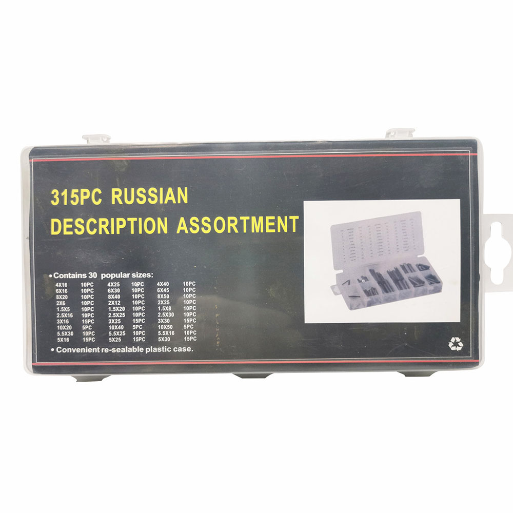 315 Stks/doos 65Mn Black Carbon Stalen Veer Pin Cilindrische Elastische Open Pin Positionering Pin M1.5 M2 M2.5 M3 M4 M5 m5.5 M6 M8 M10