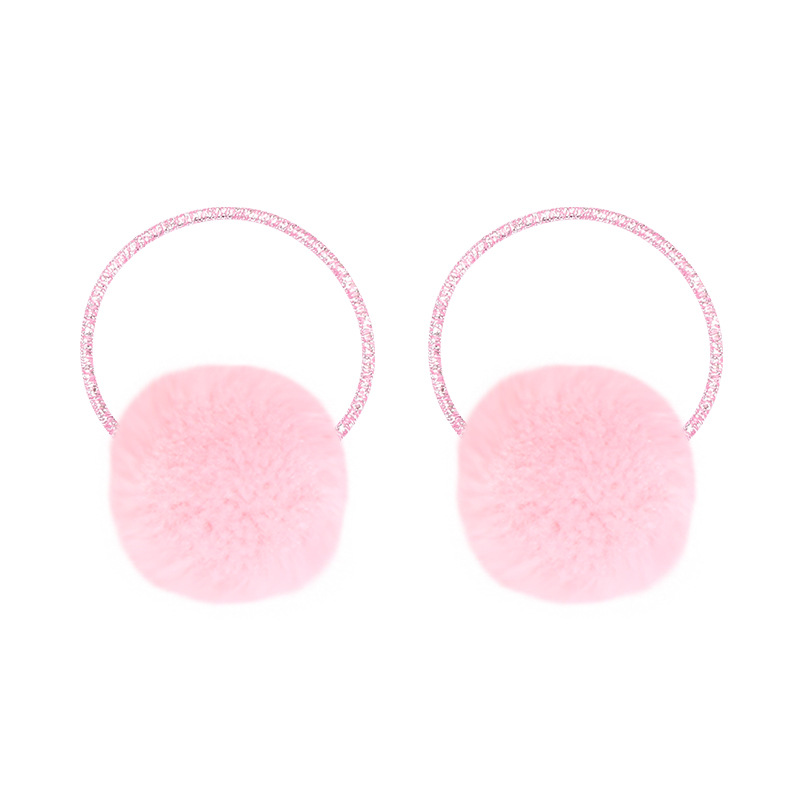 2 Stuks Leuke Baby Kleurrijke Pompoms Haarbanden Elastische Haar Ring Voor Meisjes Haar Tie Touw Kids Hoofddeksels Baby haar Accessoires: 2pcs pink