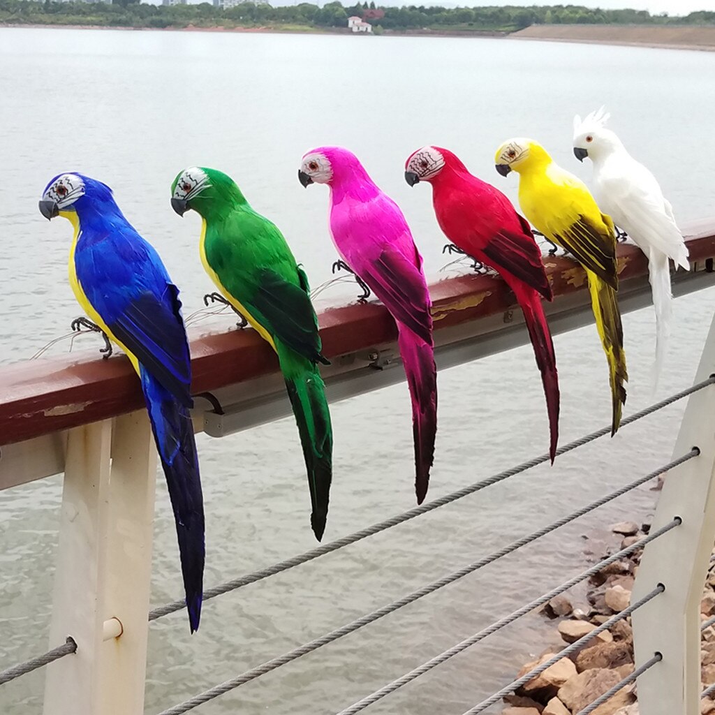 Oiseaux de jardin artificiels colorés | Faux perroquets, modèle d'oiseaux, décoration pour arbre de pelouse et jardin de maison en plein air