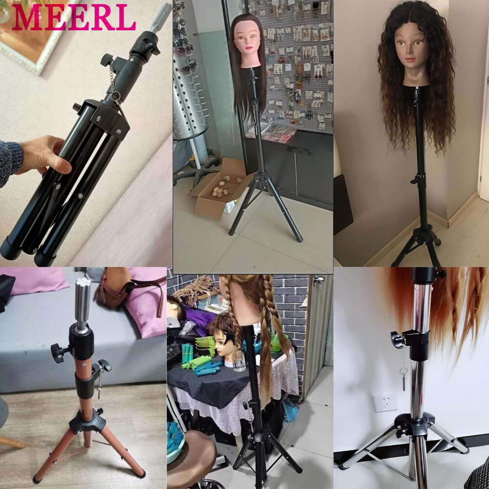 Regulowany stojak na perukę statyw głowa manekina stojak na kosmetologię trening fryzjerski z czepek na perukę, t-szpilki, klipsy, torba robić przenoszenia
