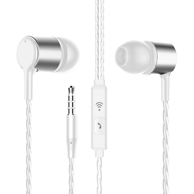Sport Earphone Wired Super Bass 3.5mm Crack Earphone Earbud with Microphone Hands Free for Samsung: Silver