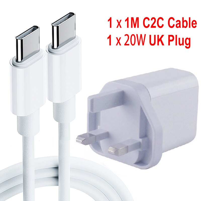 20W PD Typ-C Schnelle Ladegerät für iPhone 12 Power Handy schnell ladegerät UNS/UK/EU PD Adapter Mit Kabel: UK  C2C