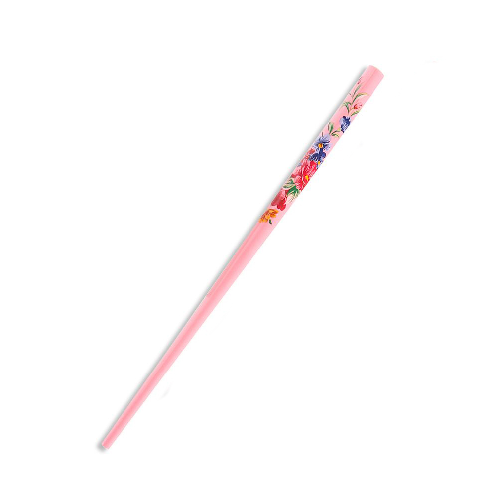 1Pc Women Chopstick Colorful Wood Hair Stick Retro Style Hand-carved Natural Hair Accessories Hair Styling Tool: ROSE RED