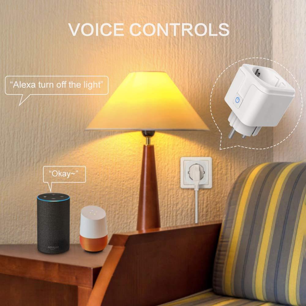 Tuya EU 16A Smart Plug WiFi Socket Power Monitor Timing Function Smart Life APP Control Works With Alexa Google Assistant