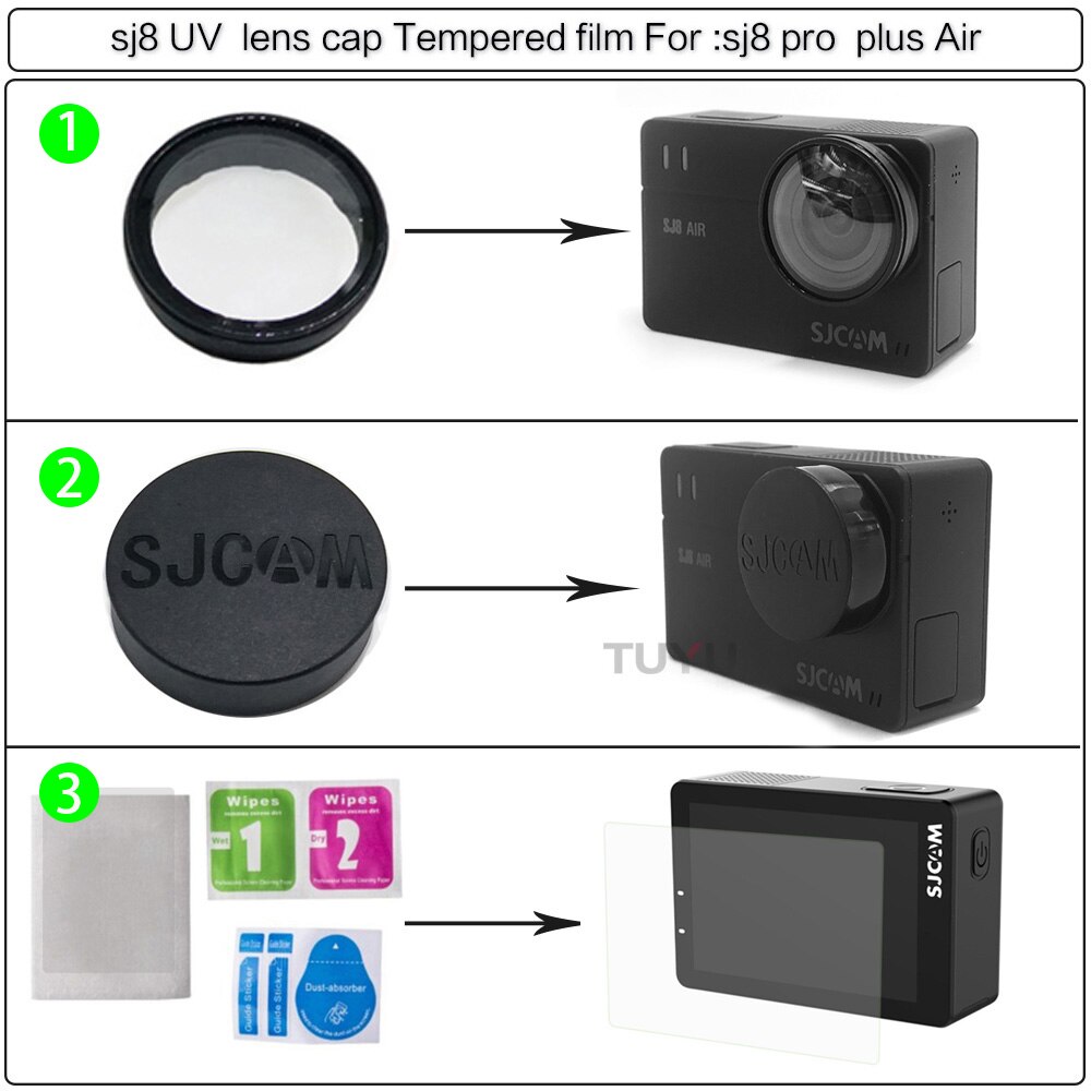 SJCAM SJ8 Lens Cap/Lens Cover/Glass UV Filter/Screen protector Film for For Original SJ8 Pro/Plus/Air Action Camera Accessories