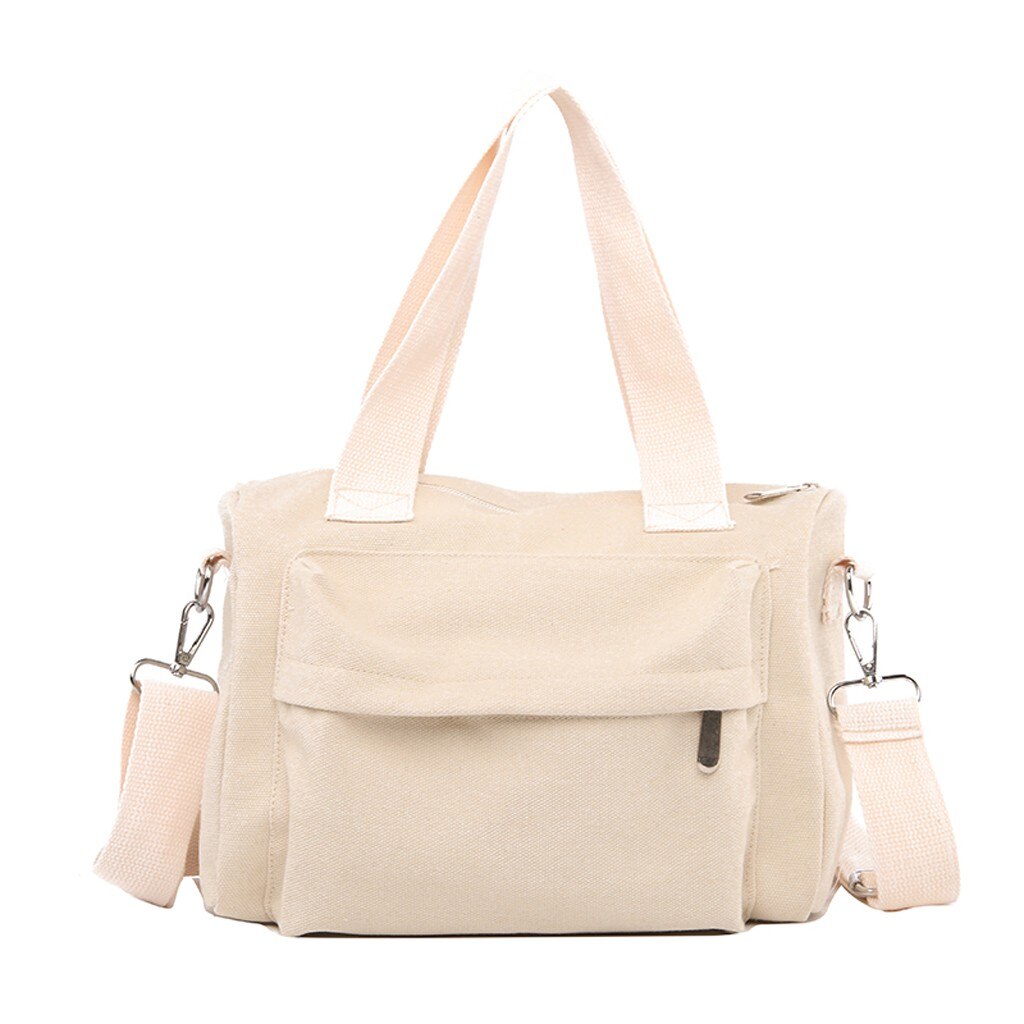 OCARDIAN Vrouwen Tas vrouwen effen draagbare canvas tas eenvoudige schoudertas Casual crossbody tassen voor vrouwen Messenger Bags S19: White