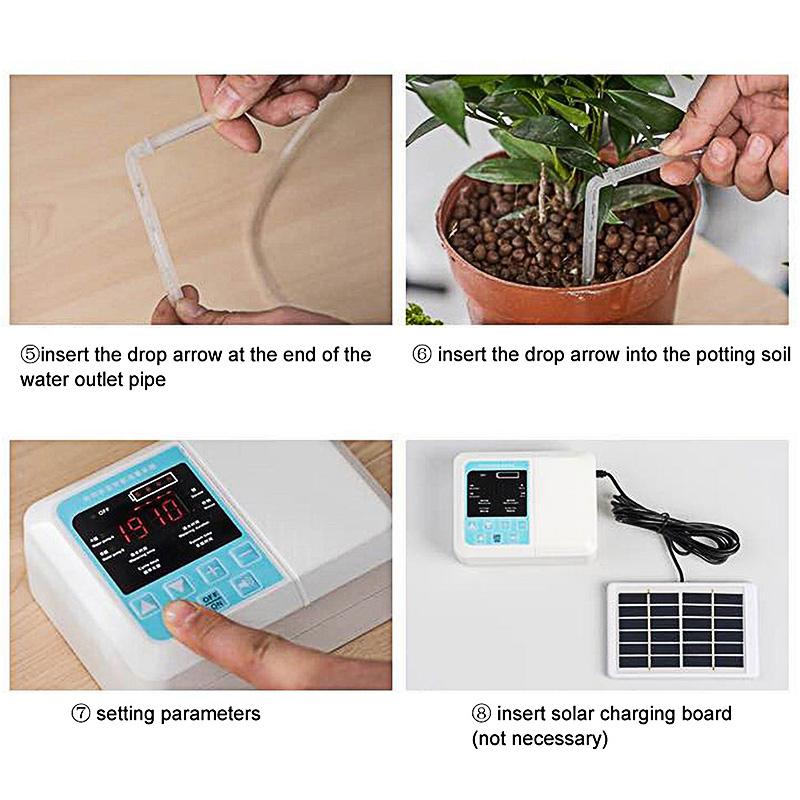 Trädgård solar bevattningssystem automatisk bevattning timer enhet trädgårdsarbete krukväxt droppbevattning miniatyr pump med pe slang