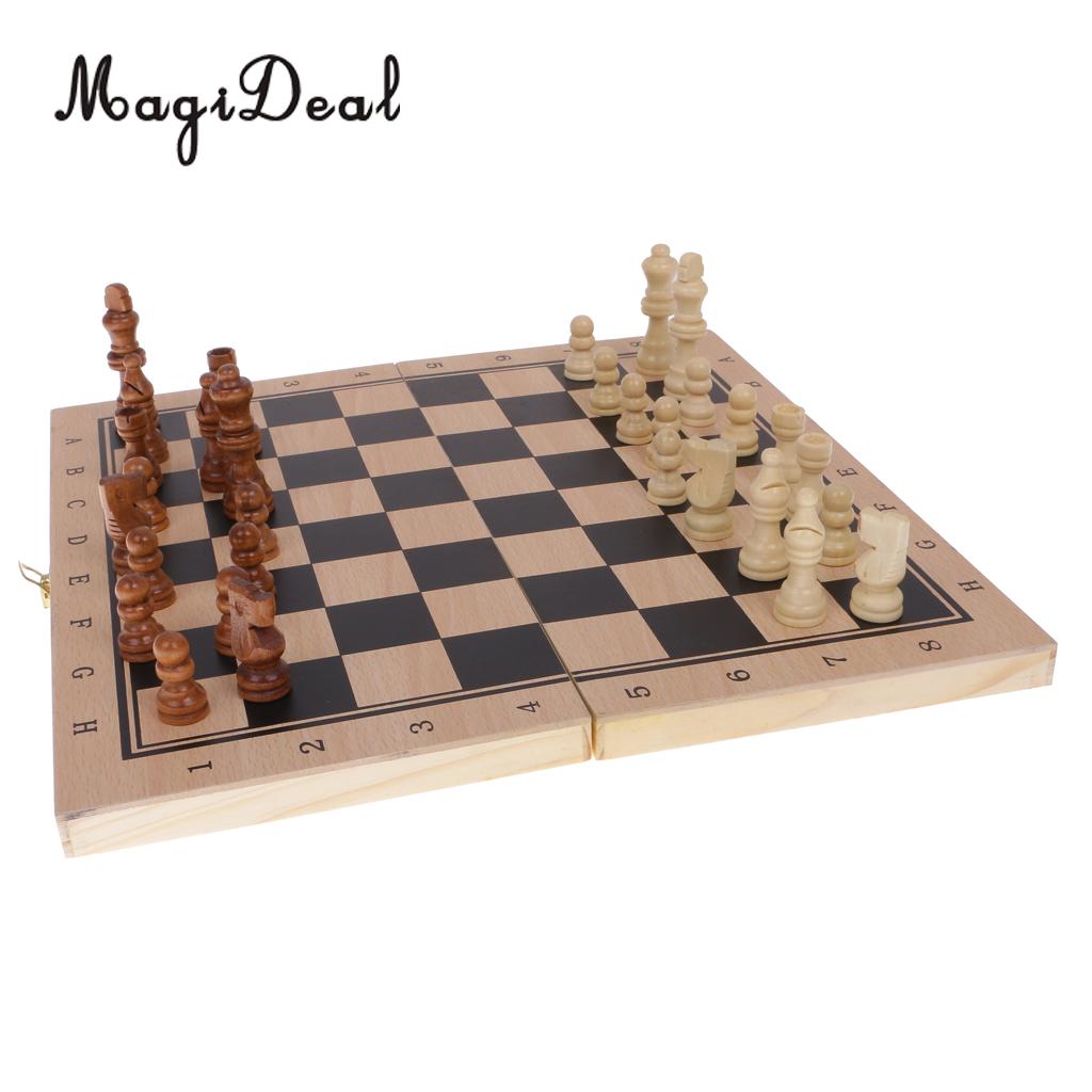 Buy Authfort Folding 3 in 1 Wooden 14 inch Chess/Checkers/Backgammon