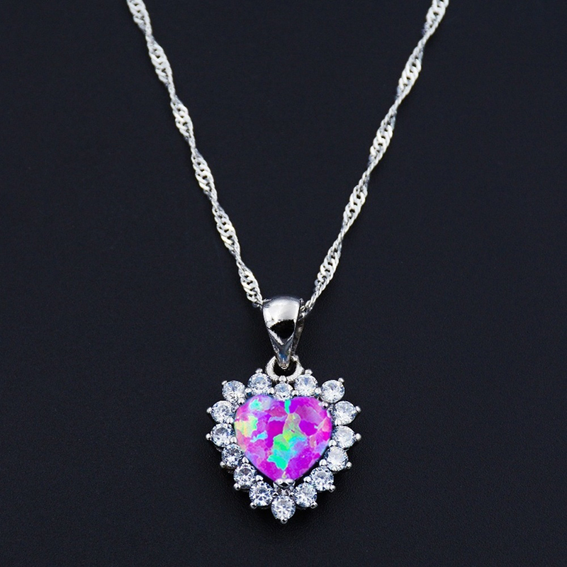 Fdlk Romantische Zirkoon Hart Hangers Ketting Charm Imiteren Opal Stone Ketting Verklaring Sieraden Voor Vrouwen Accessoires