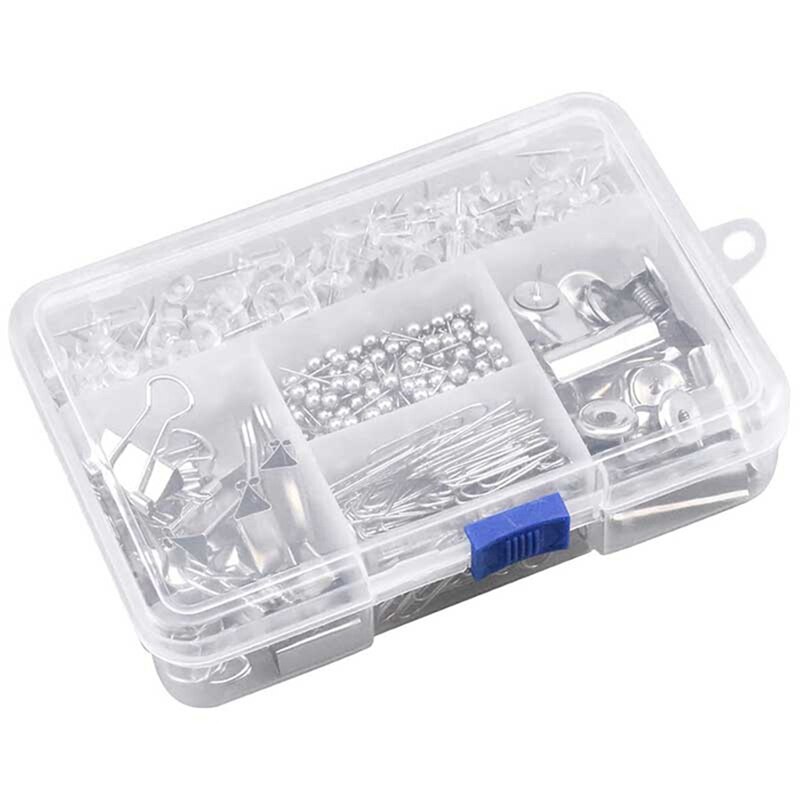 Expanding Filing Box 24 Compartments Plastic Expandable File Folders with 500PCS Silver Office Stationery Set