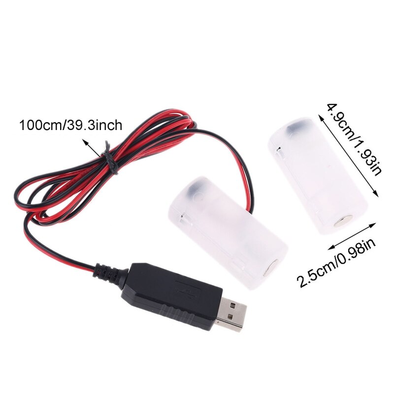 Eu Plug Usb Batterij Voeding Adapter Kan Vervangen 1 Tot 4 Stuks 1.5V 3V 4.5V 6V C Size LR14 Batterij Eliminator Met 1M Kabel