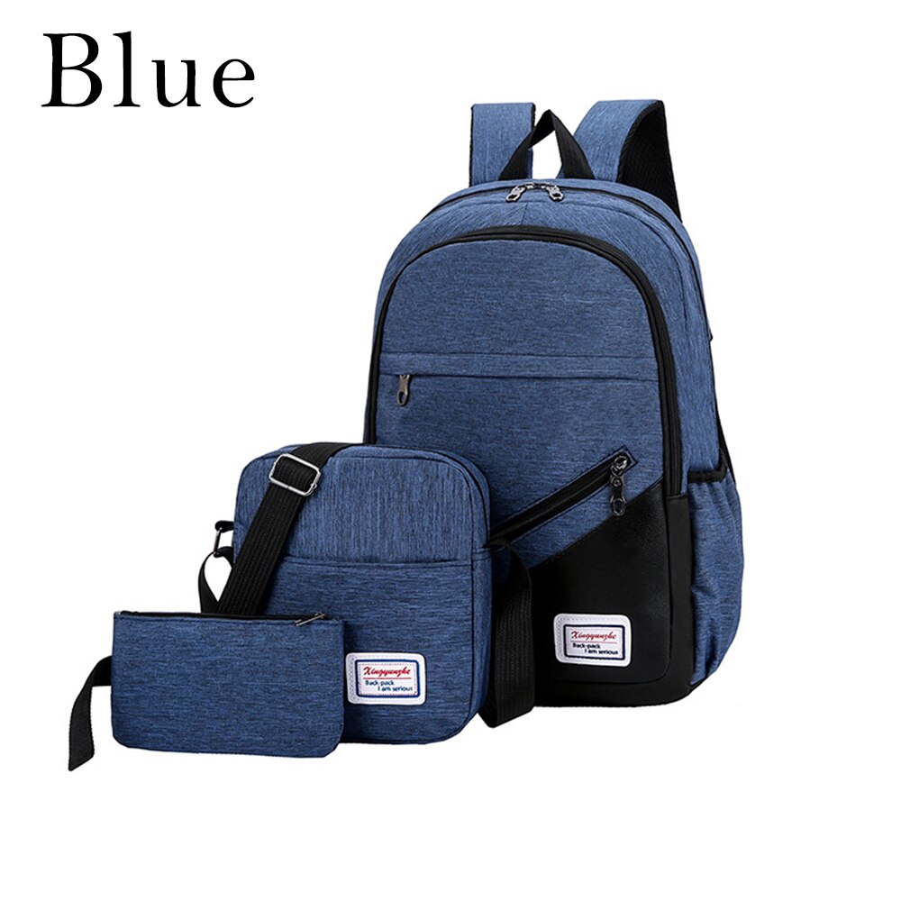 MoneRffi USB Lade Leinwand Rucksack 3 teile/satz Frauen Schule Rucksäcke Schulranzen Für Jugendliche Mann Student Buch Tasche Jungen Satchel