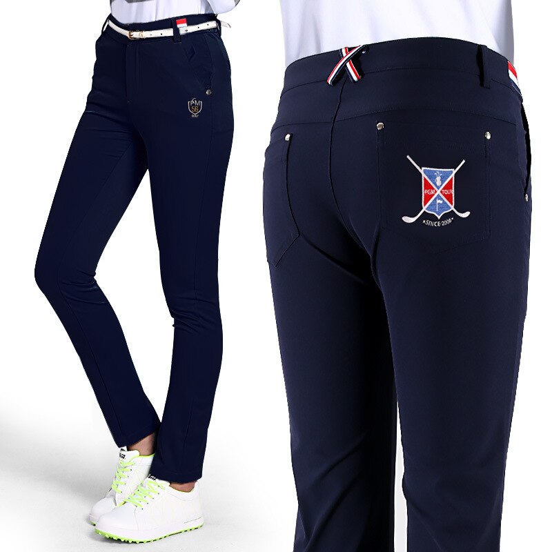 PGM golf Trousers High Elastic Slim pants for women Golf Sportswear Lady Breathable Trousers size XS-XL: navy blue / XL