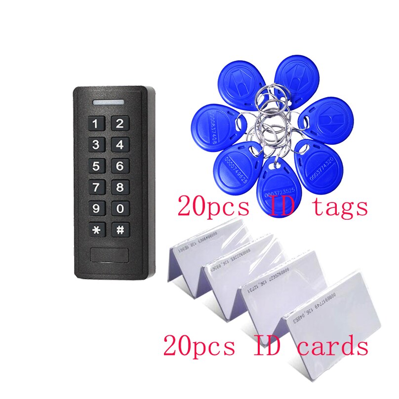 waterproof Standalone Access Controller with 10pcs EM keychains RFID Access Control ABS Keypad as door opener: 20tag 20cards