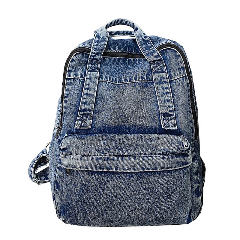 Zaino in Denim di moda zaini da donna in tela borsa a tracolla di grande capacità per borsa da scuola per studenti adolescenti nuovo zaino da viaggio: Default Title