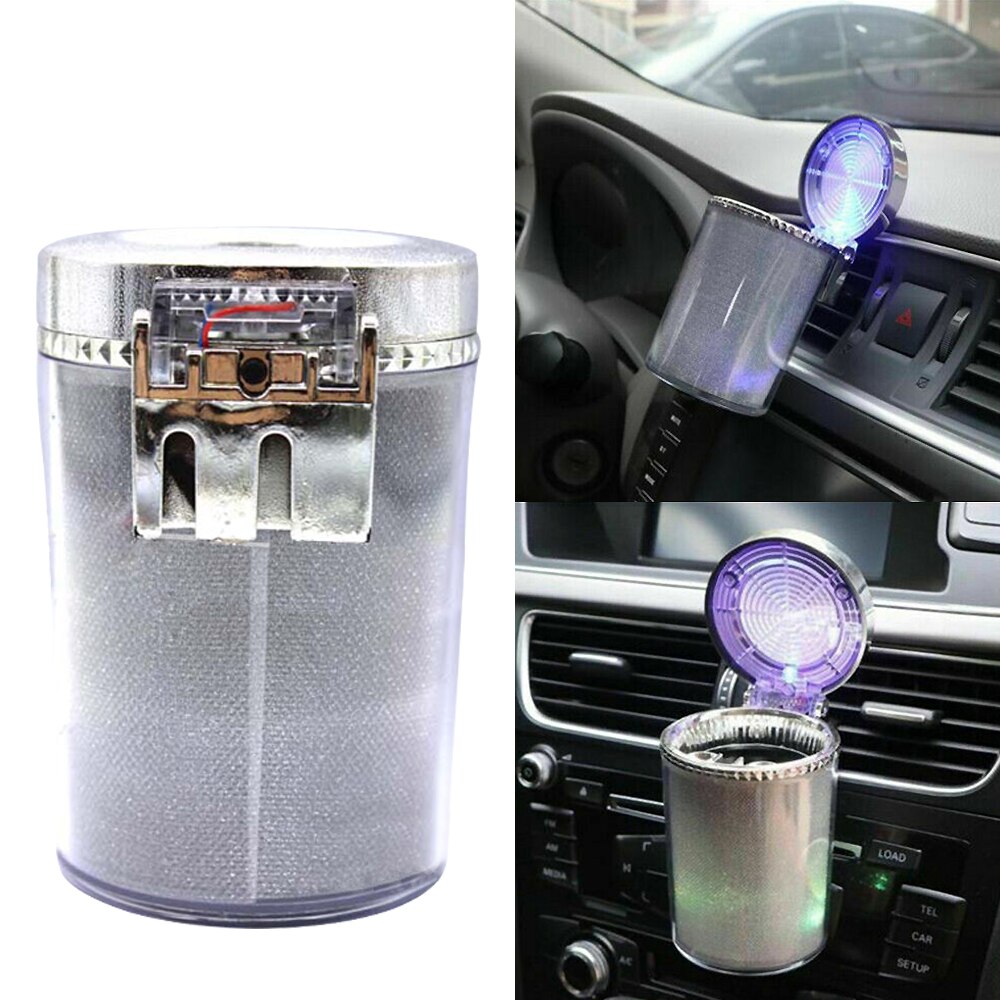 Portable lumière LED voiture cendrier lumineux nuit cylindre porte-conteneur tasse