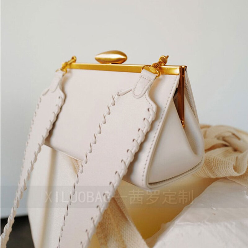 Kleine dimensionale handtas voor vrouwen brede schouderriem clip enkele schouder feestpakket  c917: Wit